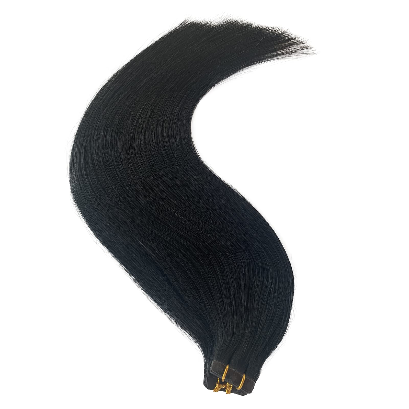 Licoville 22 Inch Tape in Hair Extensions - #1 Jet Black Straight Human Hair Extensions (60g, 20pcs) | Seamless Real Hair Tape Extensions for Women | Can Be Styled & Curled | Perfect for Daily Wear, Parties & Special Occasions