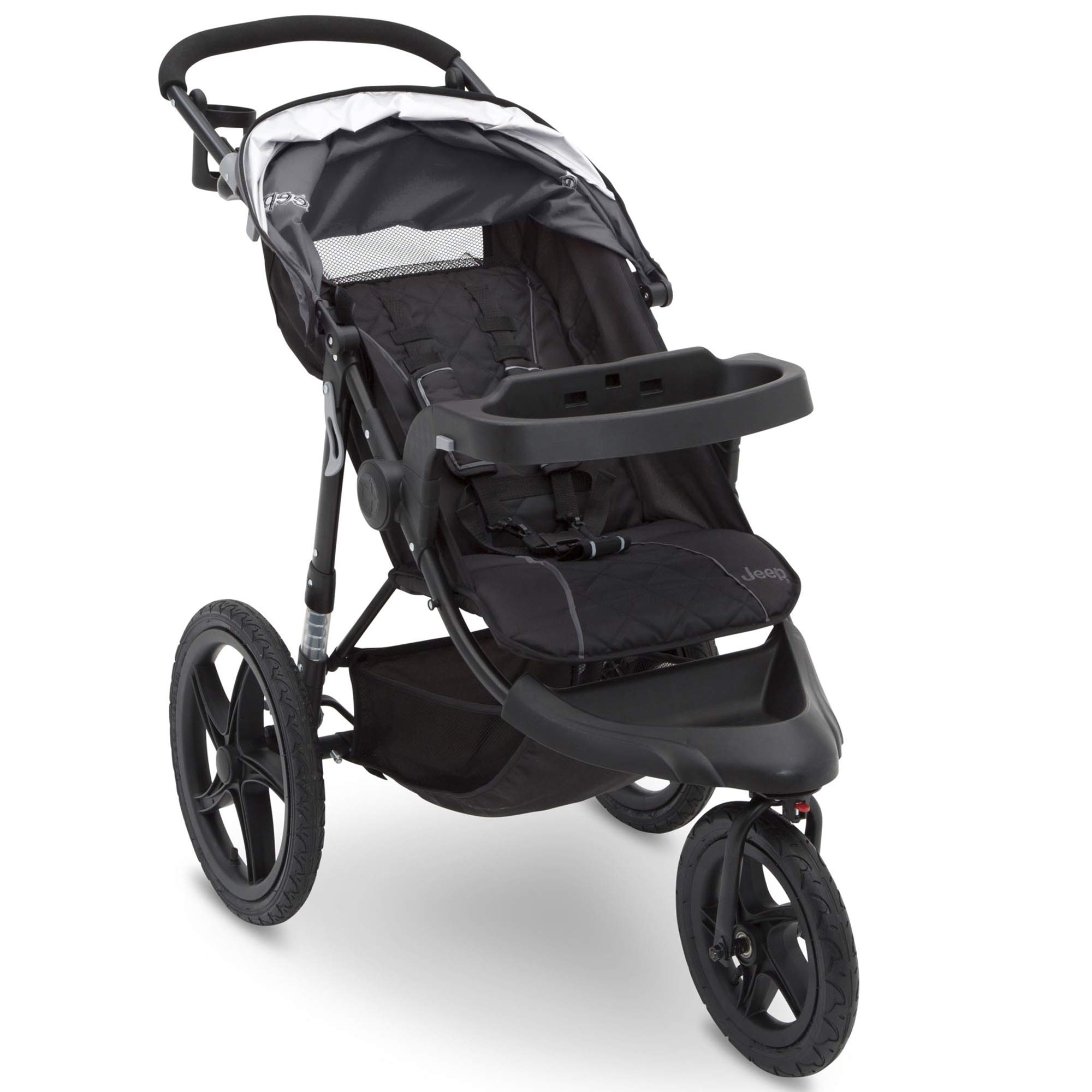 Delta Children Jeep Classic Jogging Stroller - Lightweight All-Terrain Baby Stroller with Adjustable Canopy, Grey | Perfect for Running, Walking & Outdoor Adventures with Your Baby