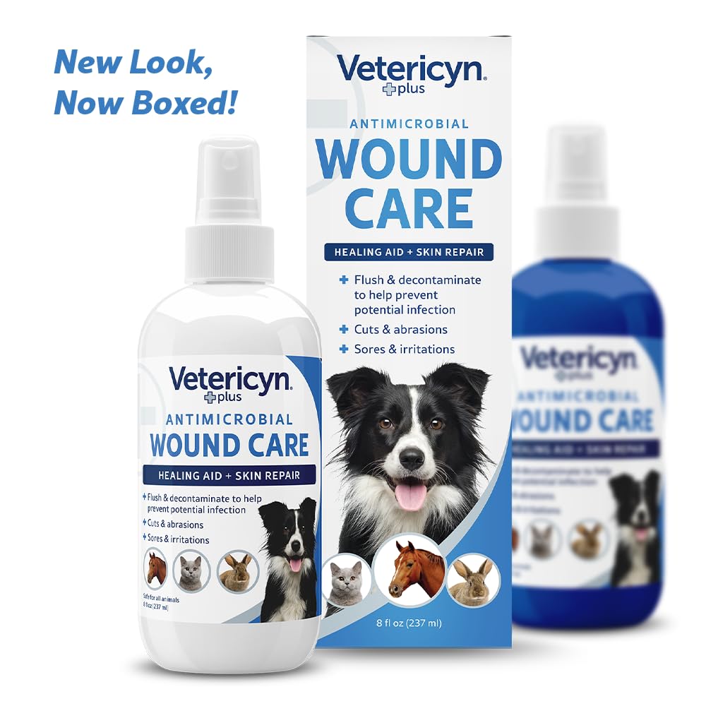 Vetericyn Plus Dog Wound Care Spray - 8oz | Safe & Effective Wound Healing, Skin Repair for Dogs & All Pets | Relieves Skin Allergies & Cleans Wounds | Perfect for Post-Surgery, Hot Spots & Daily Pet Care