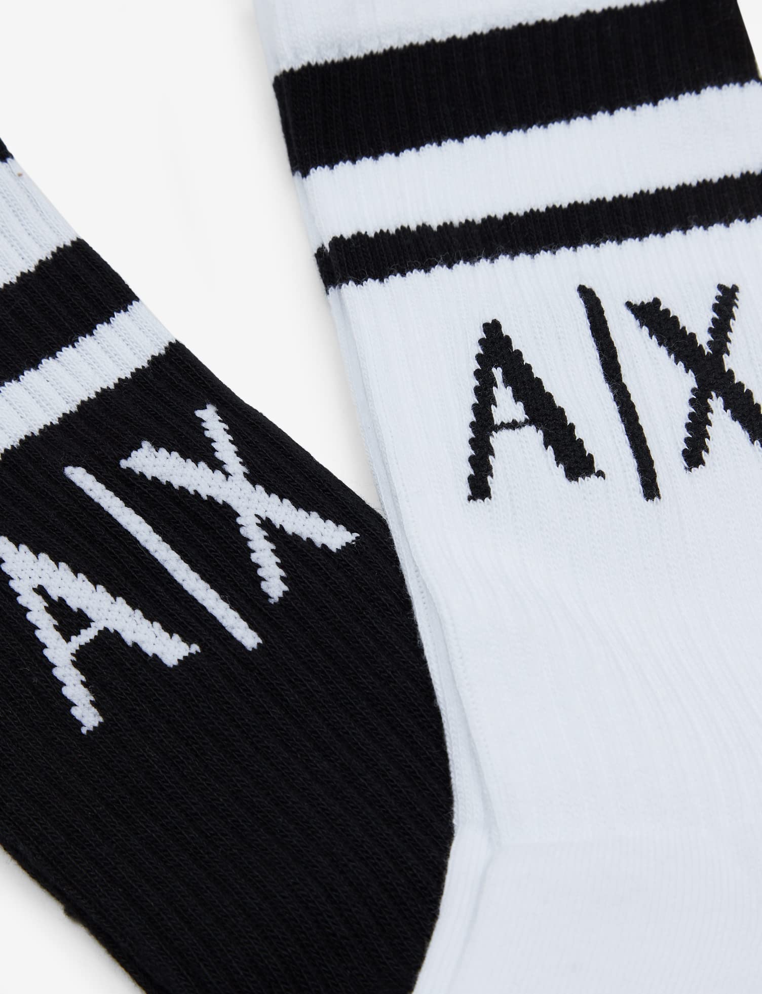 Armani Exchange Men's Logo Crew Socks 3-Pack - Comfortable Cotton Casual Socks for Everyday Wear, Gym & Office - Black/White/Gray