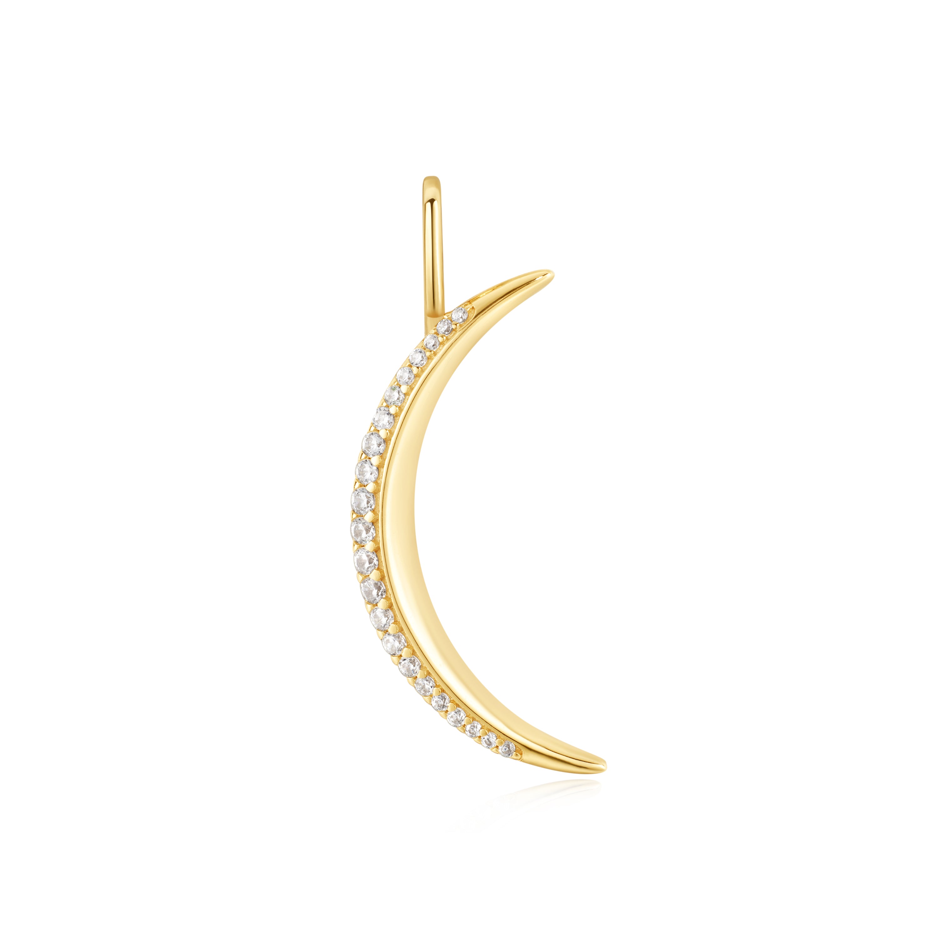14K Gold Moon Pavé Charm Pendant Necklace - Dainty Celestial Jewelry for Women, Perfect for Everyday Wear & Special Occasions