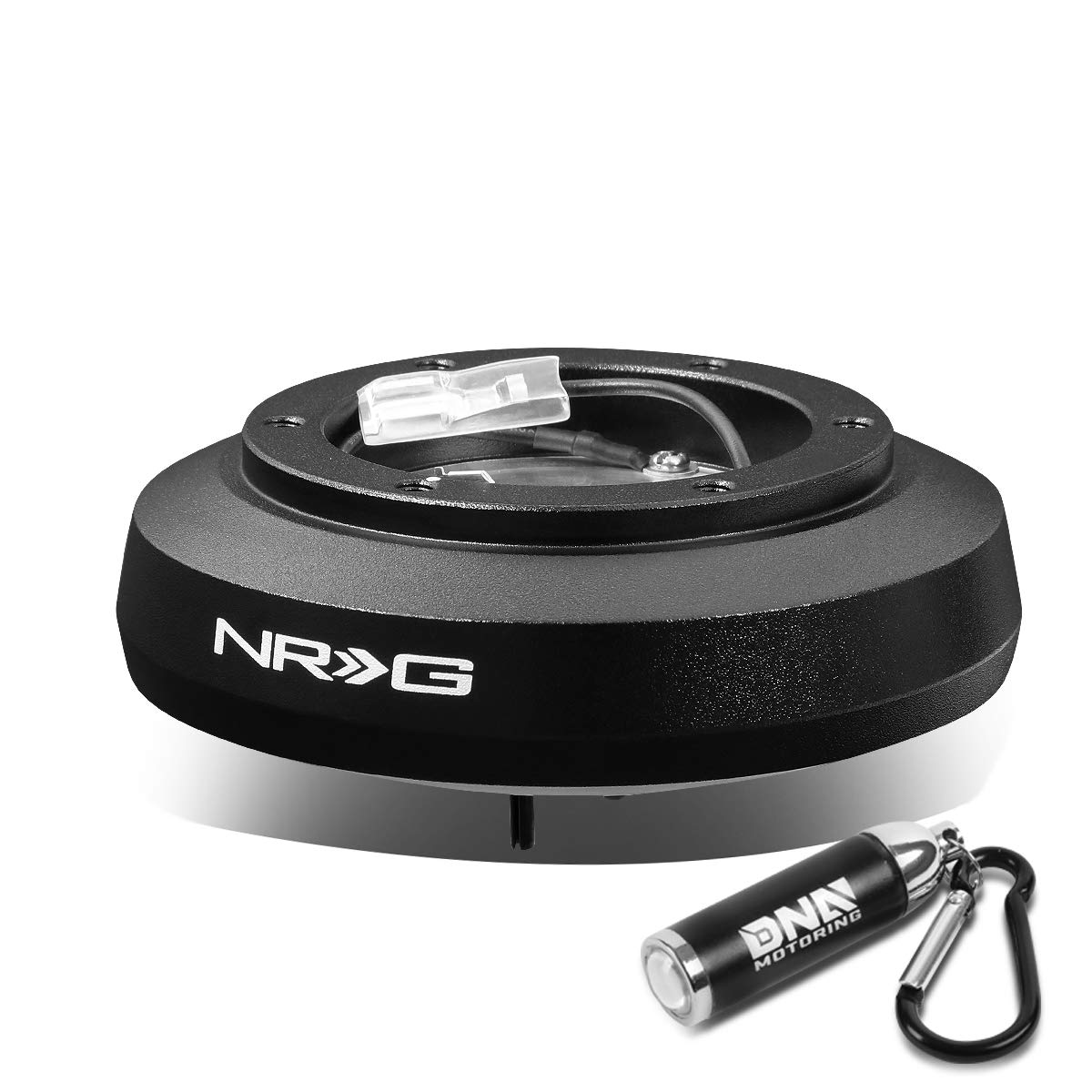 NRG Innovations SRK-122H Steering Wheel Short Hub Adapter Kit with Free LED Keychain Flashlight - Black (NRG-SRK/122H) | Compatible with Aftermarket Steering Wheels | Perfect for Car Racing, Drifting & Vehicle Customization