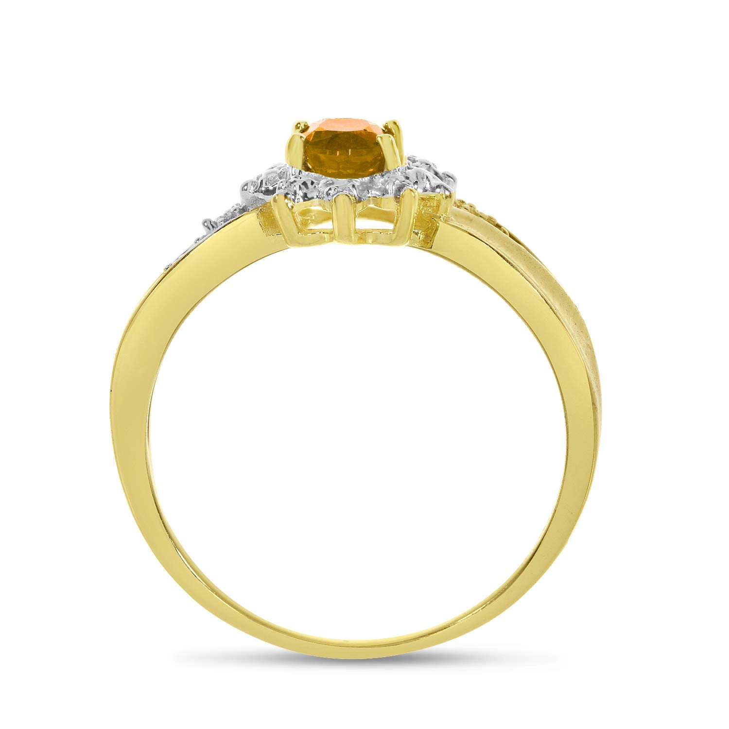 10K Yellow Gold Oval Citrine and Diamond Ring for Women - Elegant Birthstone Jewelry Gift for Anniversary, Birthday & Special Occasions