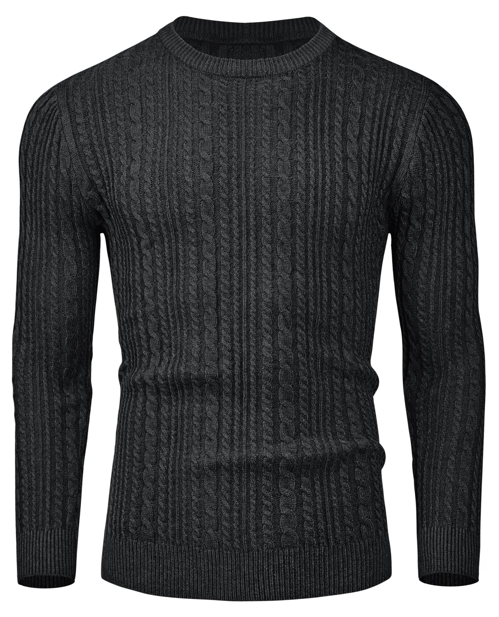 Men's Lightweight Cable Knit Crewneck Sweater - Soft Pullover Dress Sweater for Casual & Office Wear - Perfect for Fall & Winter Layering