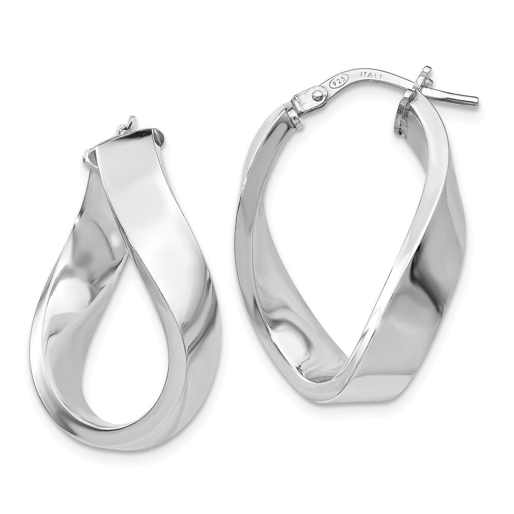 925 Sterling Silver Twisted Tube Hoop Earrings - 26mm x 18mm | Hypoallergenic Dainty Jewelry for Women | Perfect for Everyday Wear, Parties & Gifts