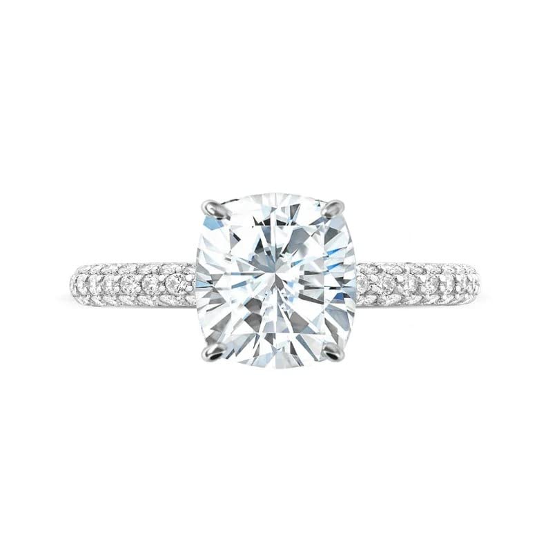 3 CT Cushion Cut Moissanite Engagement Ring Set - Vintage Halo Wedding Band, Solitaire Anniversary Promise Ring for Women - Perfect for Proposals, Bridal Jewelry & Romantic Gifts