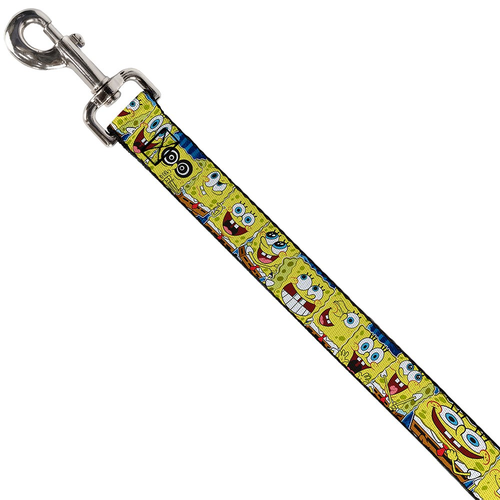 Spongebob Expressions Stripe Blue Dog Leash - 6 Feet Long, 1 Inch Wide for Medium to Large Dogs - Perfect for Walking, Training & Outdoor Adventures