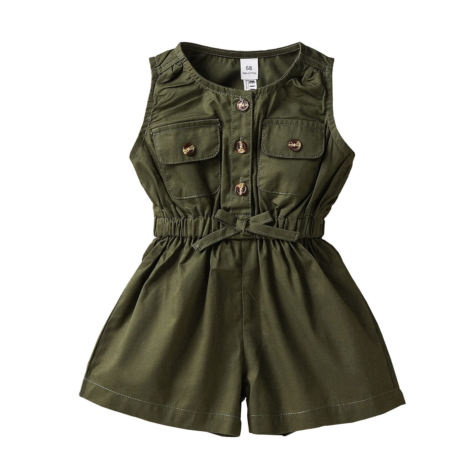 Adorable Infant Baby Girls Romper Jumpsuit - Ruffled Halter Bodysuit, Sleeveless Green Outfit for Toddlers | Perfect for Summer Playdates & Photo Shoots