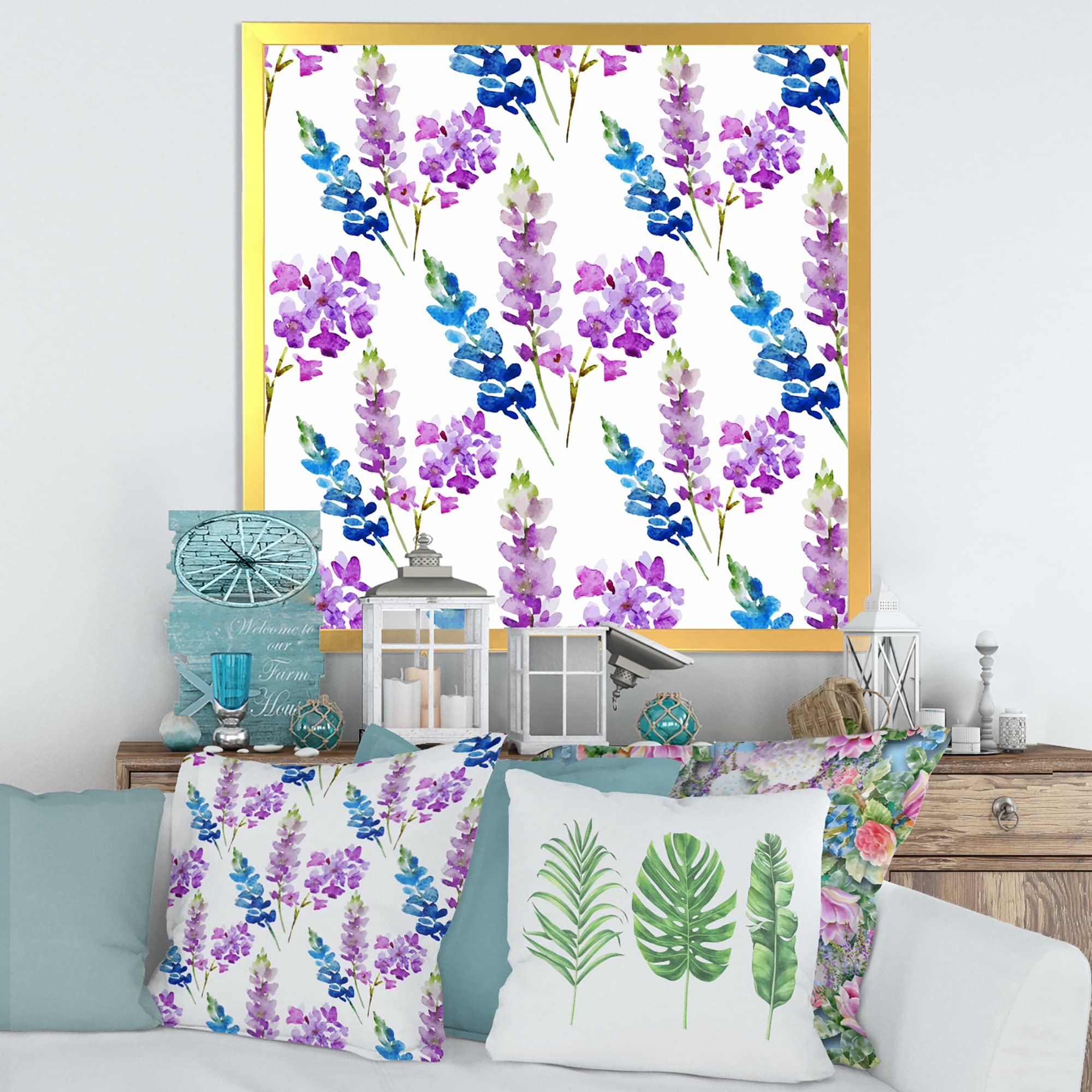 Pink and Purple Floral Pattern Traditional Framed Wall Art - Elegant Home Decor for Living Room, Bedroom & Office - Perfect Gift for Housewarming & Wedding