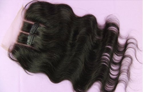 DaJun Hair 8A 3-Way Part Lace Closure with 3 Bundles - Cambodian Virgin Remy Human Hair Body Wave (12