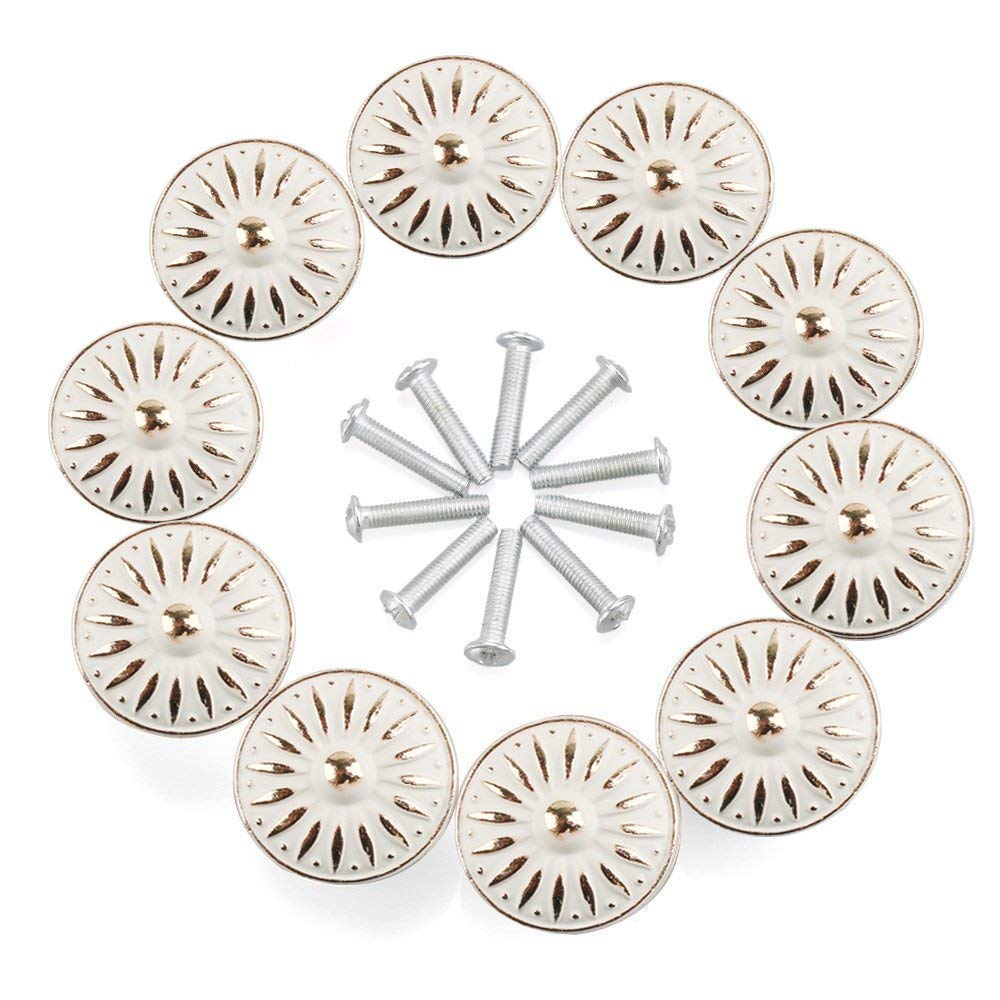 RilexAwhile 10Pcs 33mm Cabinet Knobs - Drawer Pulls for Wardrobe & Dresser - Home & Office Use