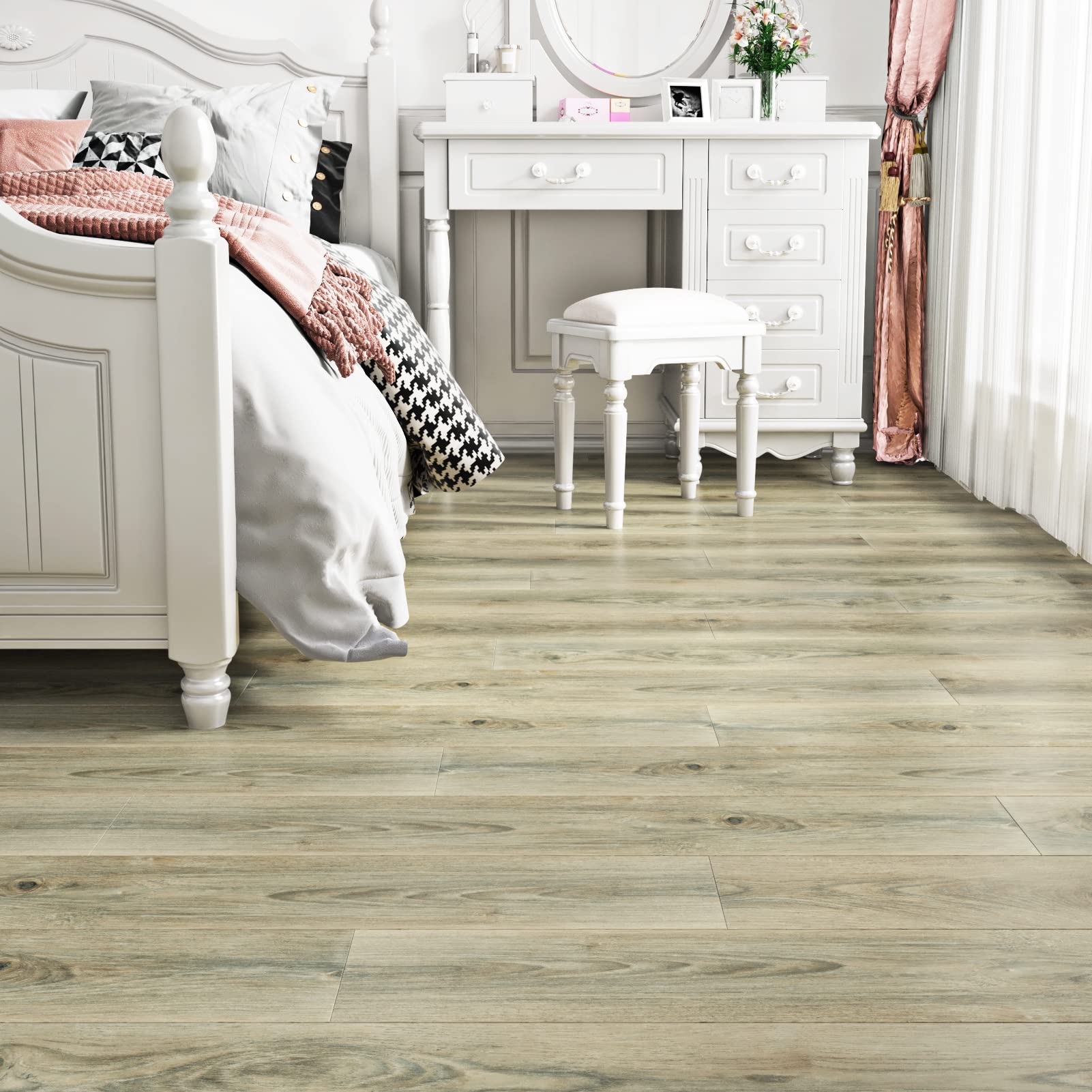 6x36 Inch Peel and Stick Floor Tiles - Waterproof Self-Adhesive Wood Flooring Planks for Bathroom, Kitchen, Bedroom, Basement & Garage - Easy DIY Wall & Countertop Covering (4-Pack) - Perfect for Home Renovation & Rental Property Upgrades