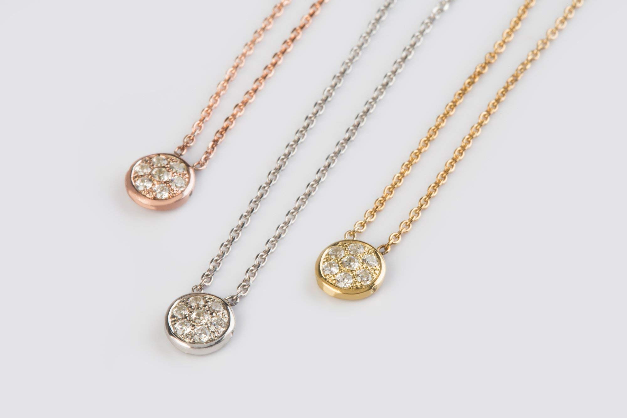 Elegant Diamond Pendant Necklace for Women - Rose Gold Minimalist Jewelry Box Disc Necklace - Perfect for Weddings, Parties & Everyday Wear