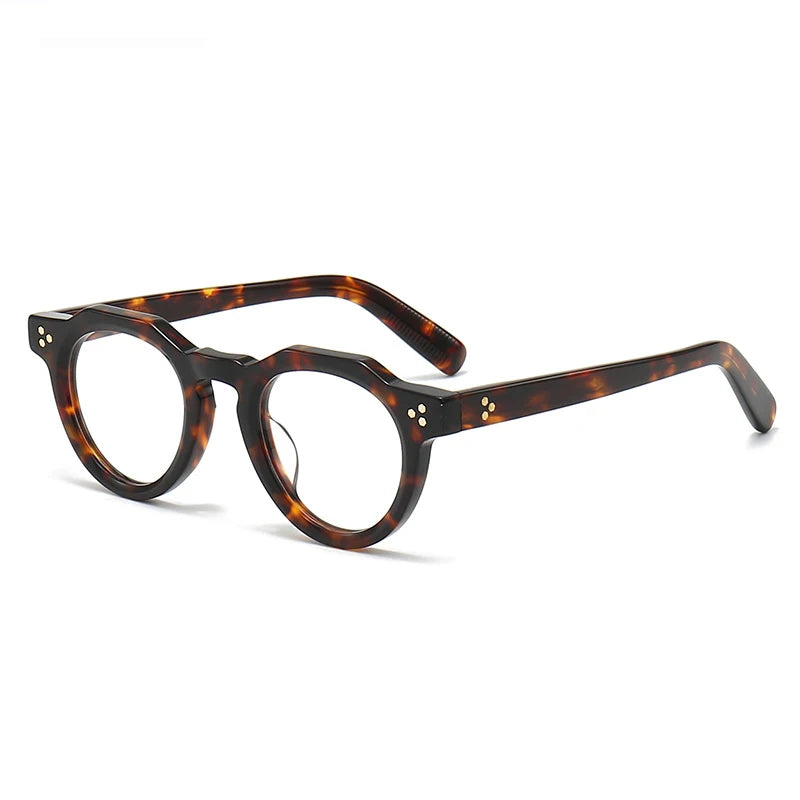 Stylish Black Unisex Acetate Eyeglasses 8013 - Full Rim Round Flat Top Frame for Men & Women | Perfect for Reading, Work, and Everyday Fashion