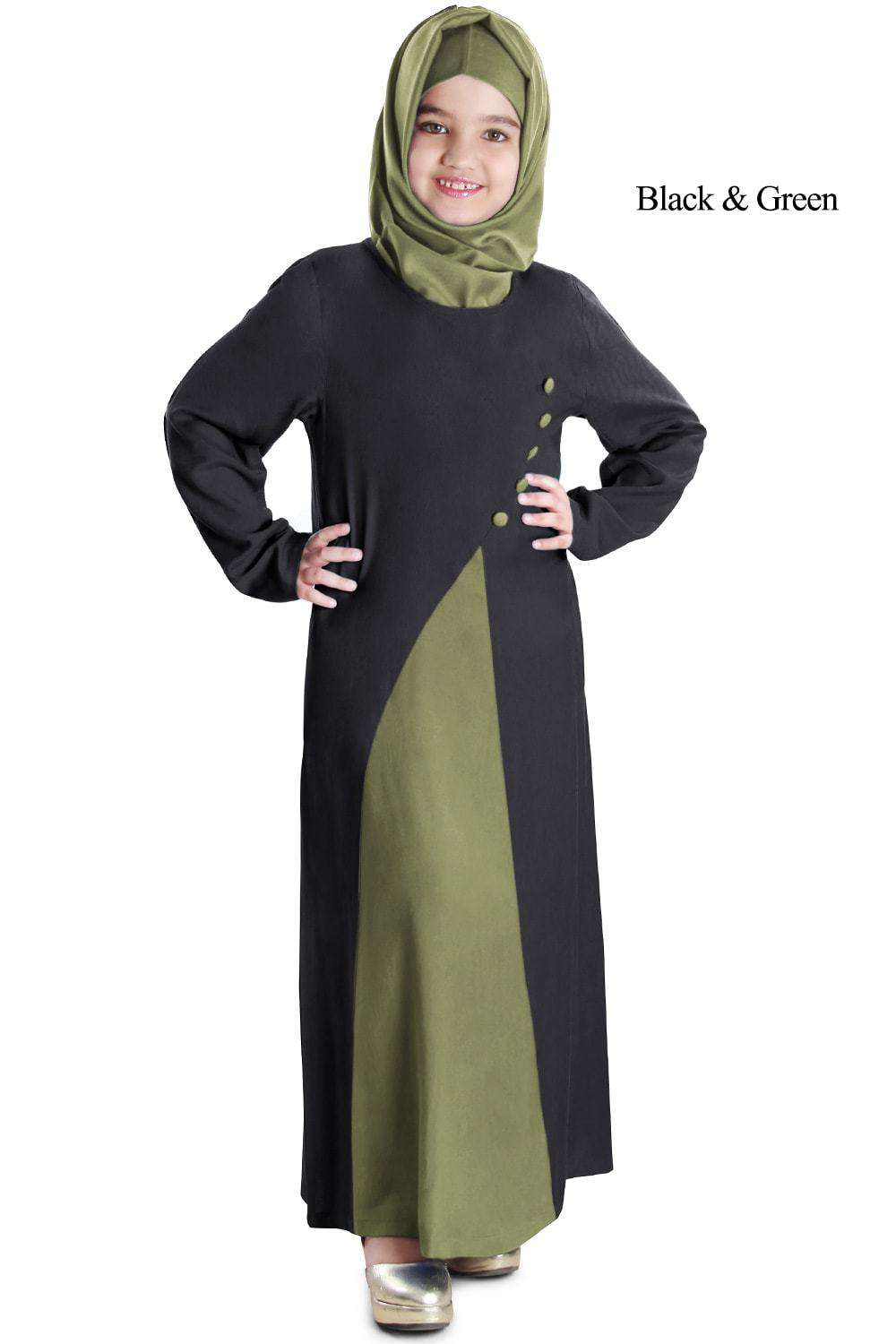 Dual Color Rayon Kids Abaya for Girls - Comfortable & Stylish Islamic Dress for School, Prayer, and Special Occasions