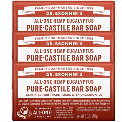 Moisturizing Bar Soap with Essential Oils - Soothing, Cruelty-Free Cleanser for Sensitive Skin | Eucalyptus Scented 5oz (Pack of 3) | Gentle Face & Body Wash for Daily Hydration & Relaxation