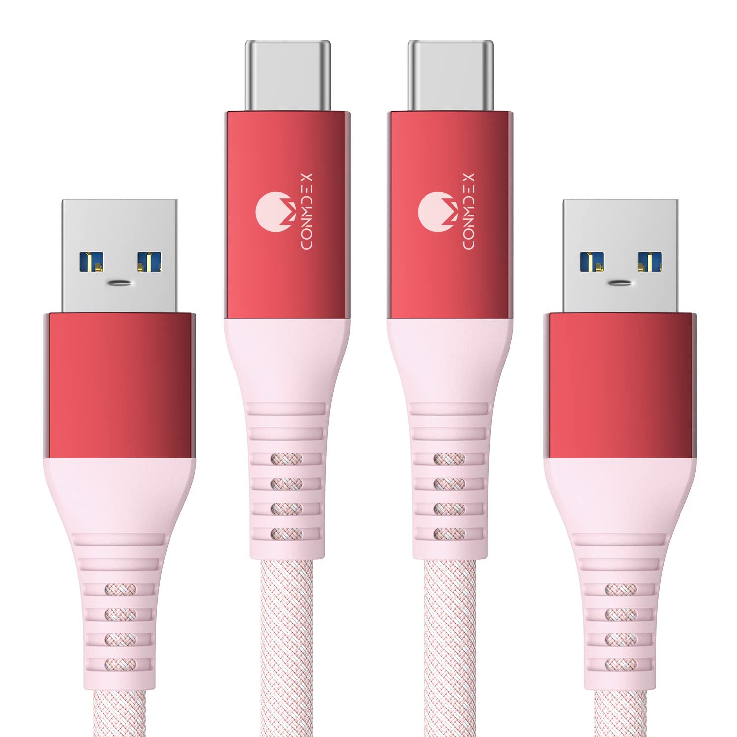 CONMDEX USB C to USB 3.1 Gen 2 Cable [3ft 2-Pack] 10Gbps Fast Charging & Data Sync Braided Cord - Compatible with iPhone 16 Plus/Pro/Max, Samsung Galaxy S23/S22, Android Auto & CarPlay - Durable Red Cables for Home, Office & Car Charging