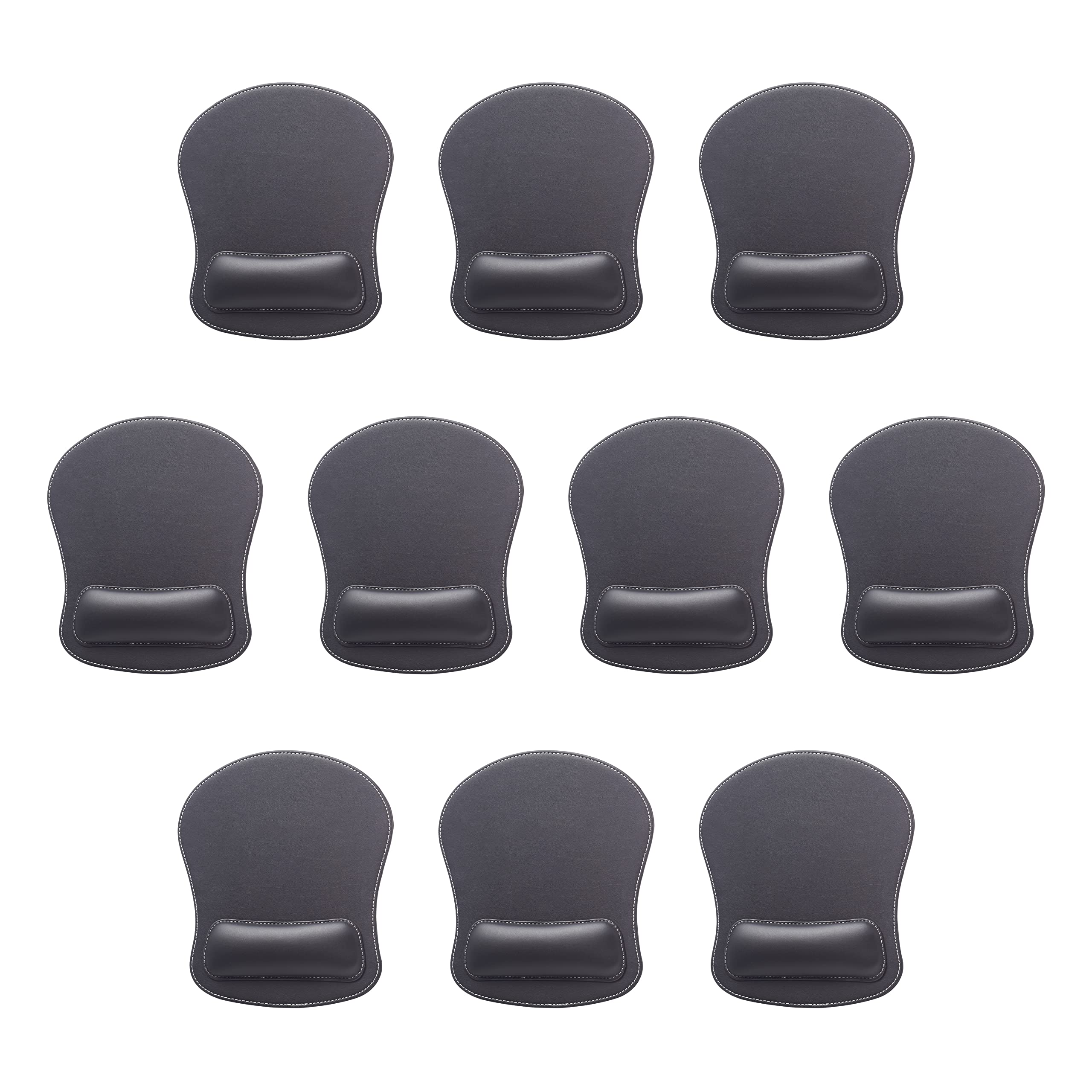 Premium Executive Leatherette Mouse Pads - Set of 10 Bulk Pack for Office & Home, Non-Slip Desk Pads with Smooth Surface - Ideal for Workstations, Gaming & Office Accessories (Black)