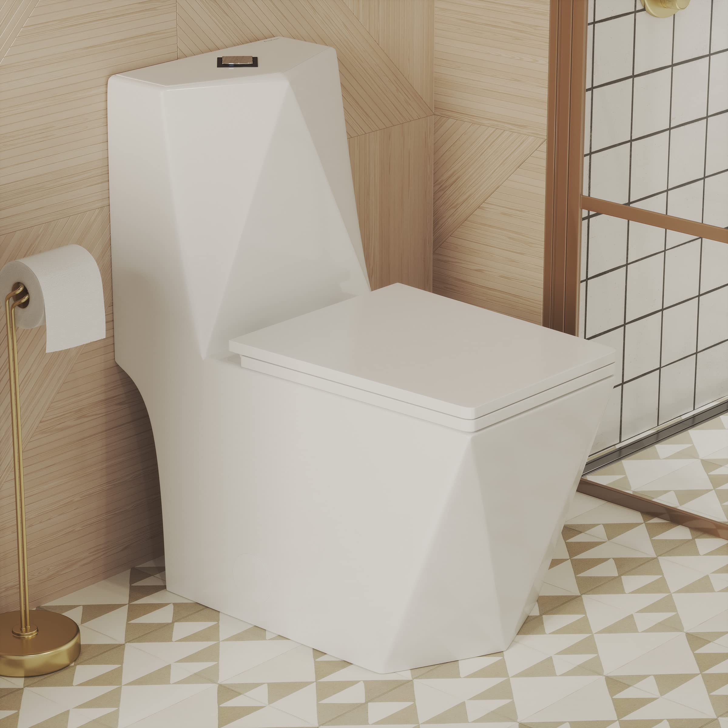 Brusque One-Piece Square Toilet with Dual-Flush 1.1/1.6 GPF - Modern Water-Saving Bathroom Solution for Homes & Offices