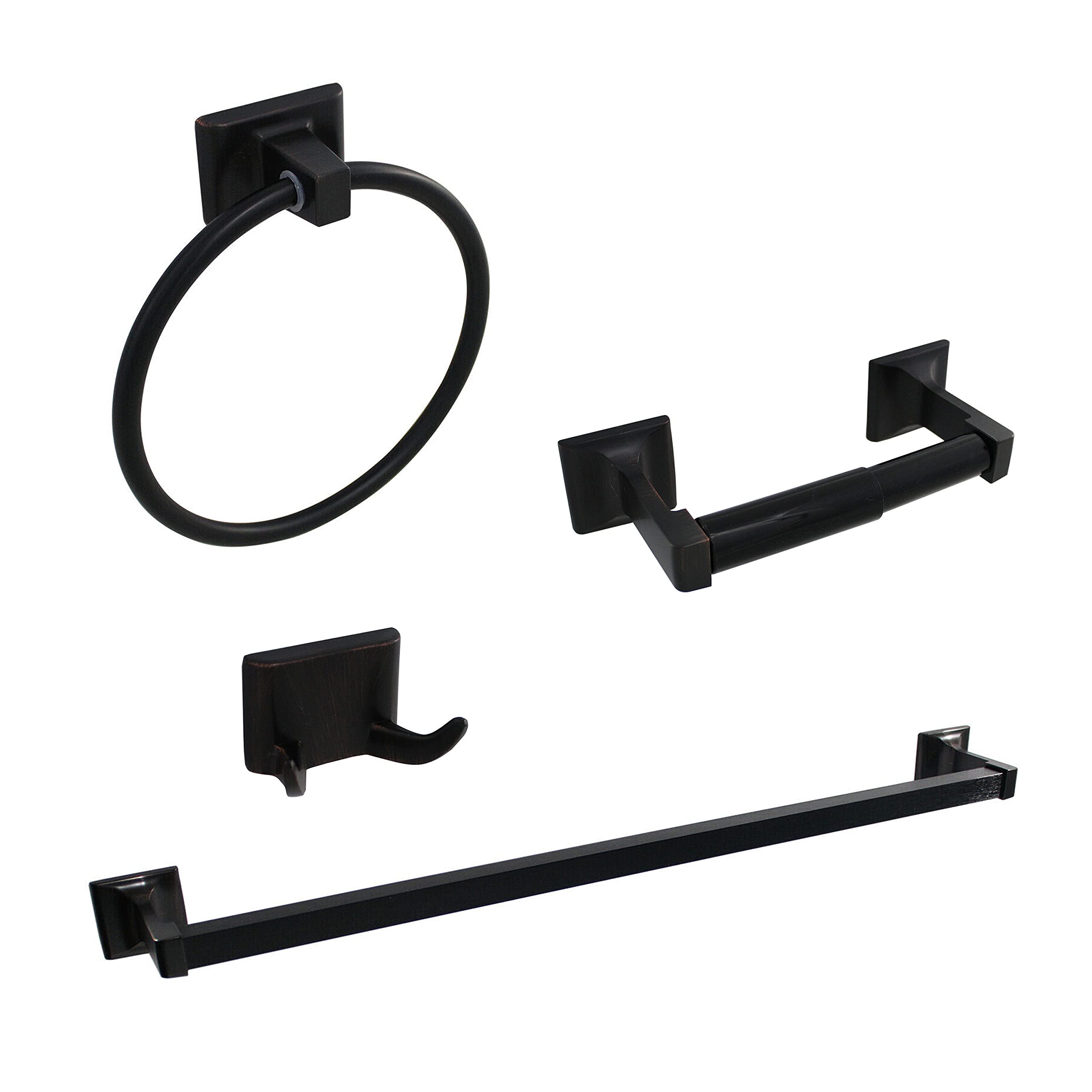 Y&Y Decor 4-Piece Towel Bar Set - Oil Rubbed Bronze Bathroom Hardware with 24