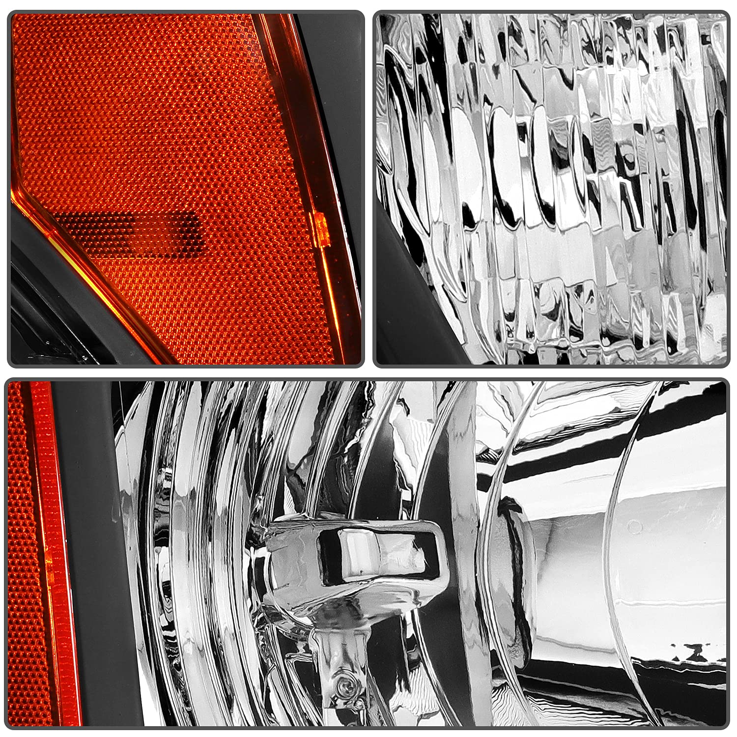 ECCPP Replacement Headlight Assembly Pair for Ford F-150 2009-2014 - Black Housing with Amber Reflector & Clear Lens - Driver & Passenger Side - Perfect for Night Driving & Off-Road Adventures