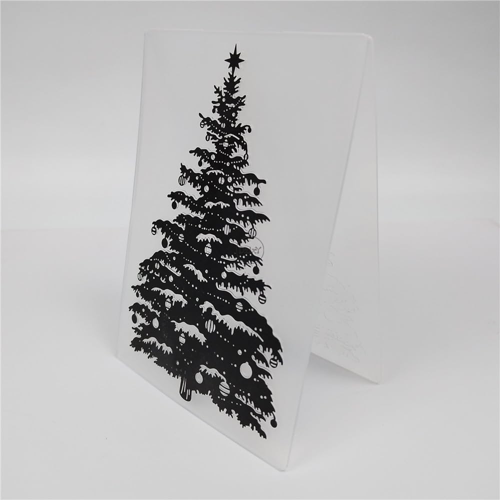 Christmas Tree Plastic Embossing Folders for Card Making - DIY 3D Scrapbooking Stencils & Craft Templates - Perfect for Holiday Cards, Albums, and Paper Decorations