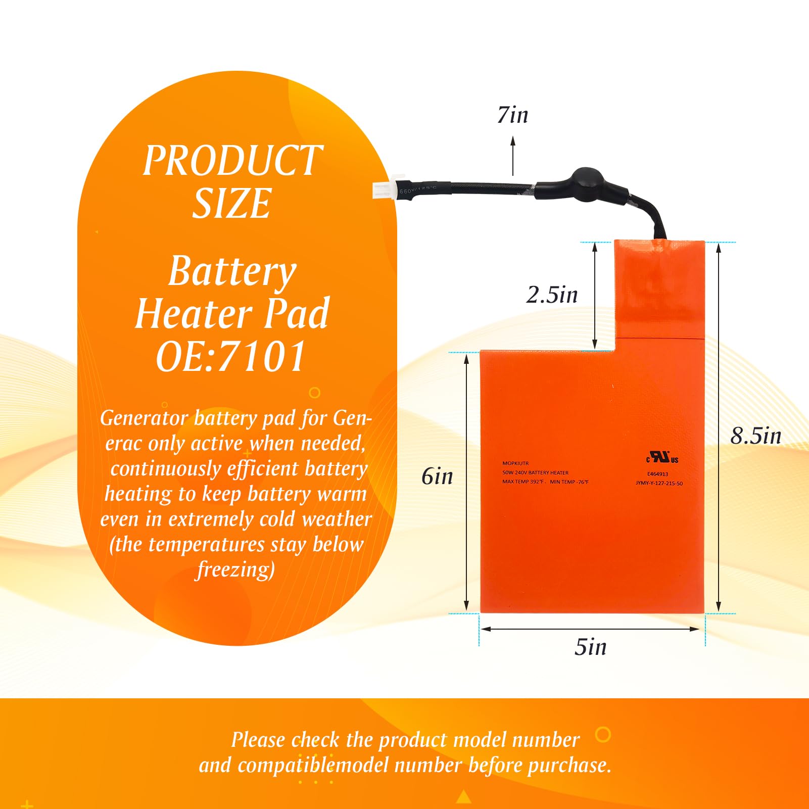 Generac 7101 Battery Heater Pad - Outdoor Battery Heating Pad for 9KW-22KW Air Cooled Standby Generators | Cold Weather Protection | Perfect for Winter Use in Garages, Sheds & Outdoor Generator Installations