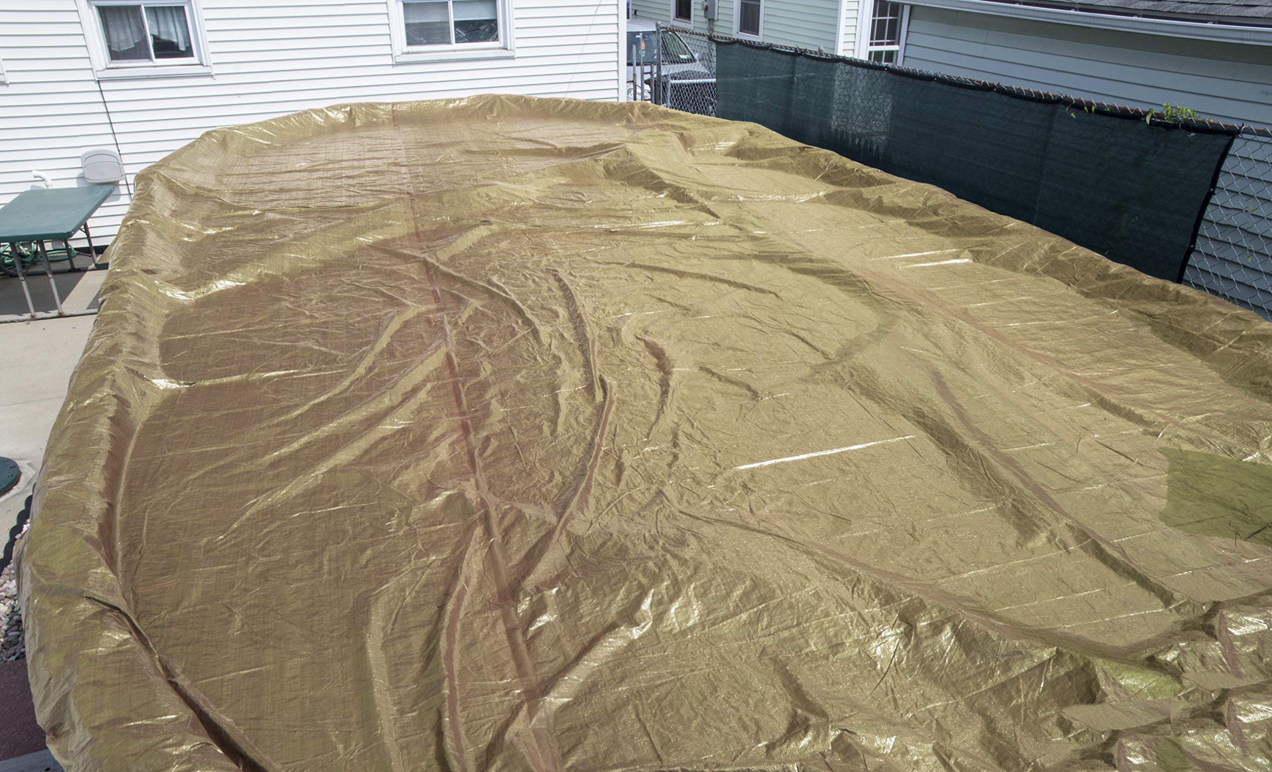 Buffalo Blizzard 21x41 ft Oval Above Ground Pool Cover - Heavy Duty Reversible Tan/Silver Winter Protection with UV Resistance | Shields from Leaves, Snow & Debris | Perfect for Backyard, Seasonal Pool Storage & Winterization