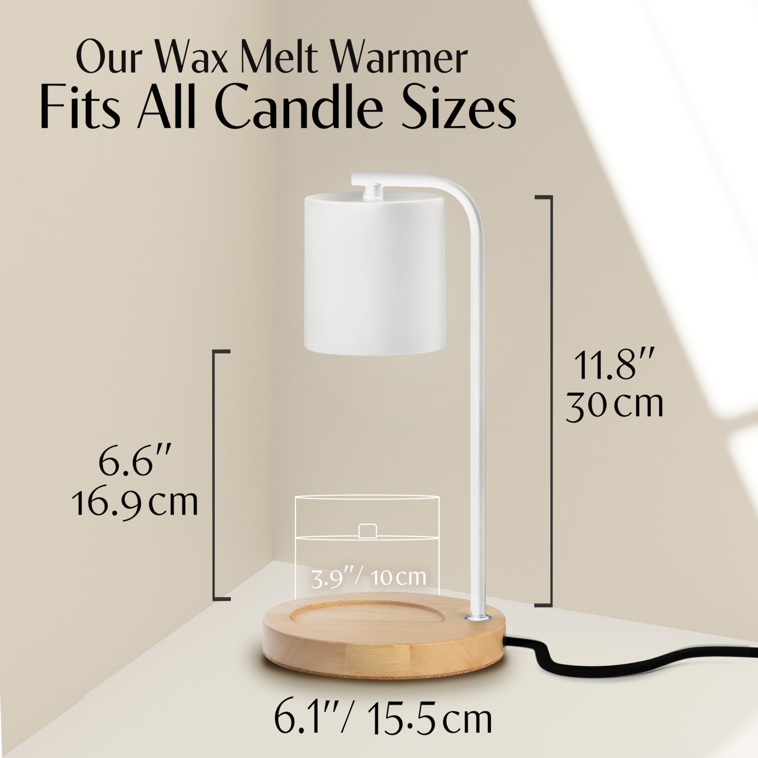 Electric Candle Warmer Lamp with Timer & Dimmer - Includes 2 Bulbs, Wax Melter for Jar Candles - Home Decor & Housewarming Gift (White Wood) - Perfect for Bedroom, Living Room, and Romantic Ambiance