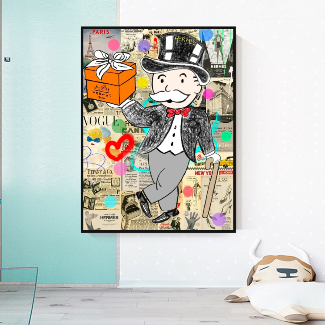 Alec Monopoly Money Gift Prints - Unique Canvas Wall Art for Home & Office Decor | Perfect for Gifts, Living Room, Bedroom & Office Spaces