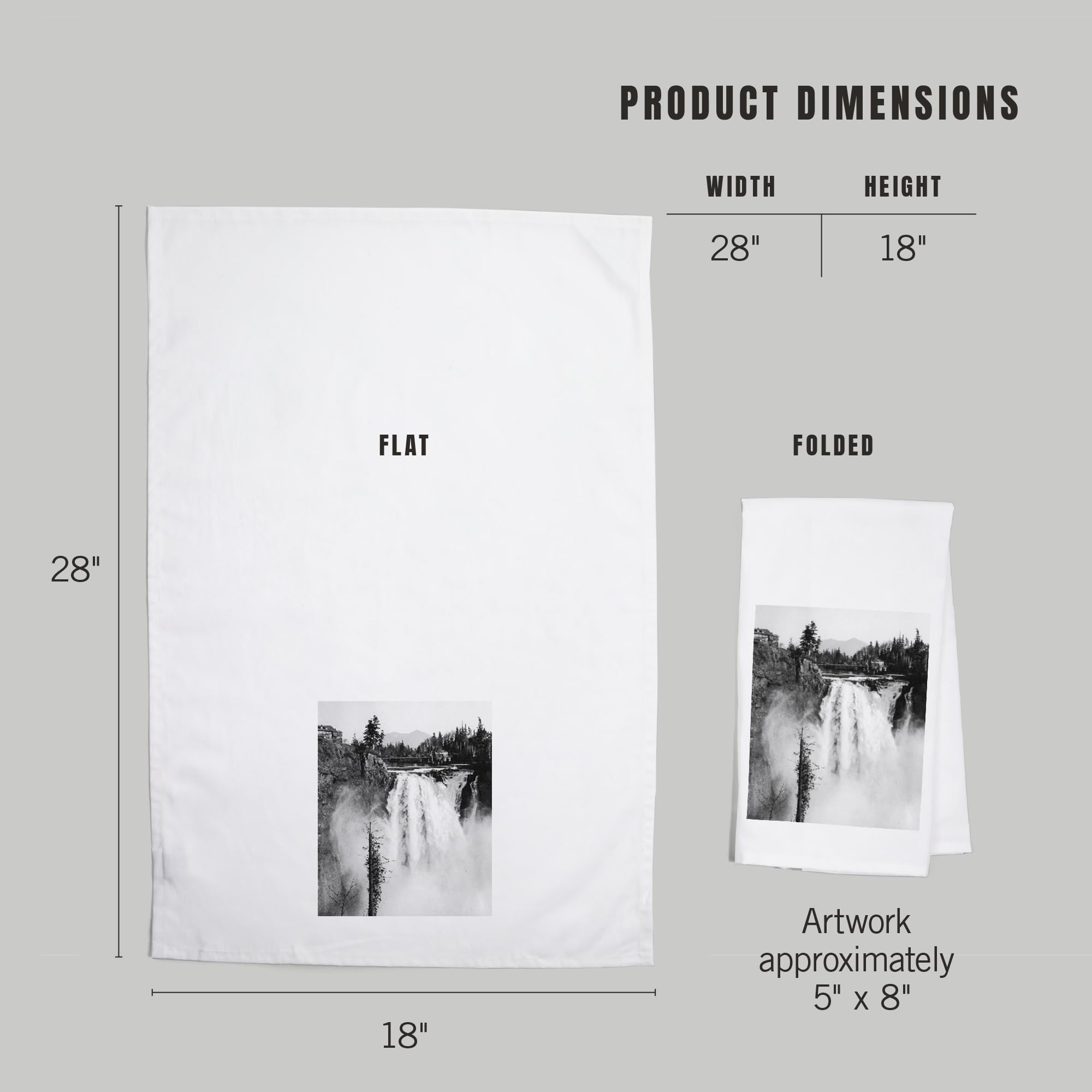 Lantern Press Snoqualmie Falls and Lodge Washington Photo Print - 100% Cotton Tea Towel, Decorative Hand Towel for Kitchen & Home Decor - Perfect for Gifts, Housewarming, and Farmhouse Style Kitchens