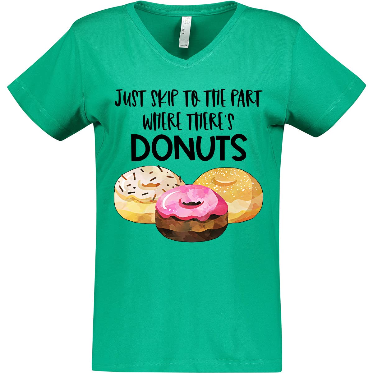 Inktastic Women's V-Neck T-Shirt - Funny Donut Lover Graphic Tee - Casual Comfort Fit Cotton Top for Women - Perfect for Donut Shops, Brunch Dates & Relaxing Weekends