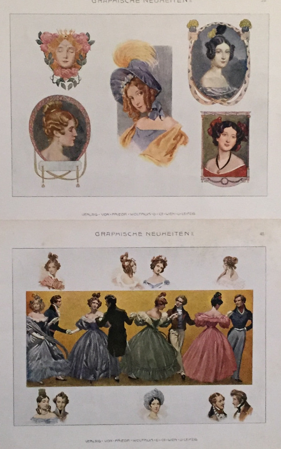 1900 Original German Art Nouveau Poster - Decorator Print Graphische Neuheiten II - Dancing Ladies S/2 - Vintage Wall Art for Home & Office Decor
