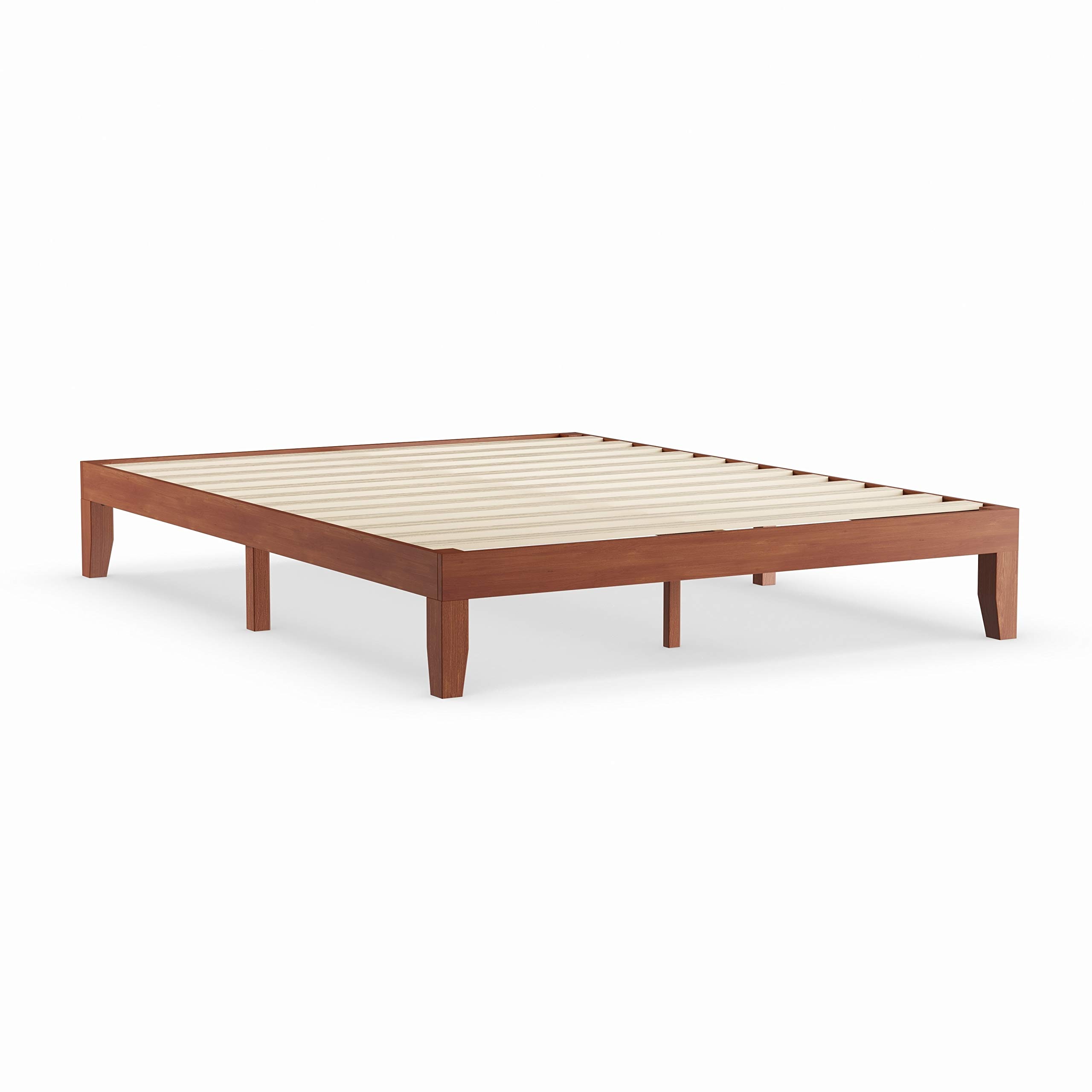 12-Inch Solid Wood Queen-Size Platform Bed Frame - Mission Craftsman Style in Rich Brown | Perfect for Modern & Rustic Bedroom Decor