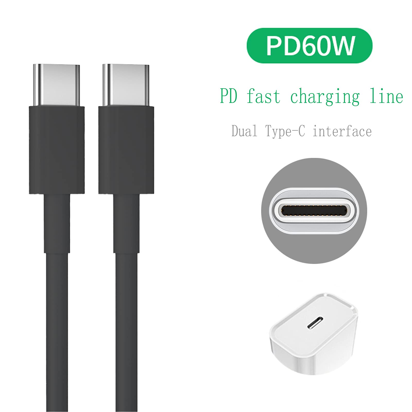 Adhiper 2m USB C to USB C Fast Charging Cable 3A High Speed Data Sync Cord for Laptops - Compatible with Lenovo ThinkPad, ThinkBook, IdeaPad, Yoga & Chromebook - Perfect for Office, Travel & Home Charging