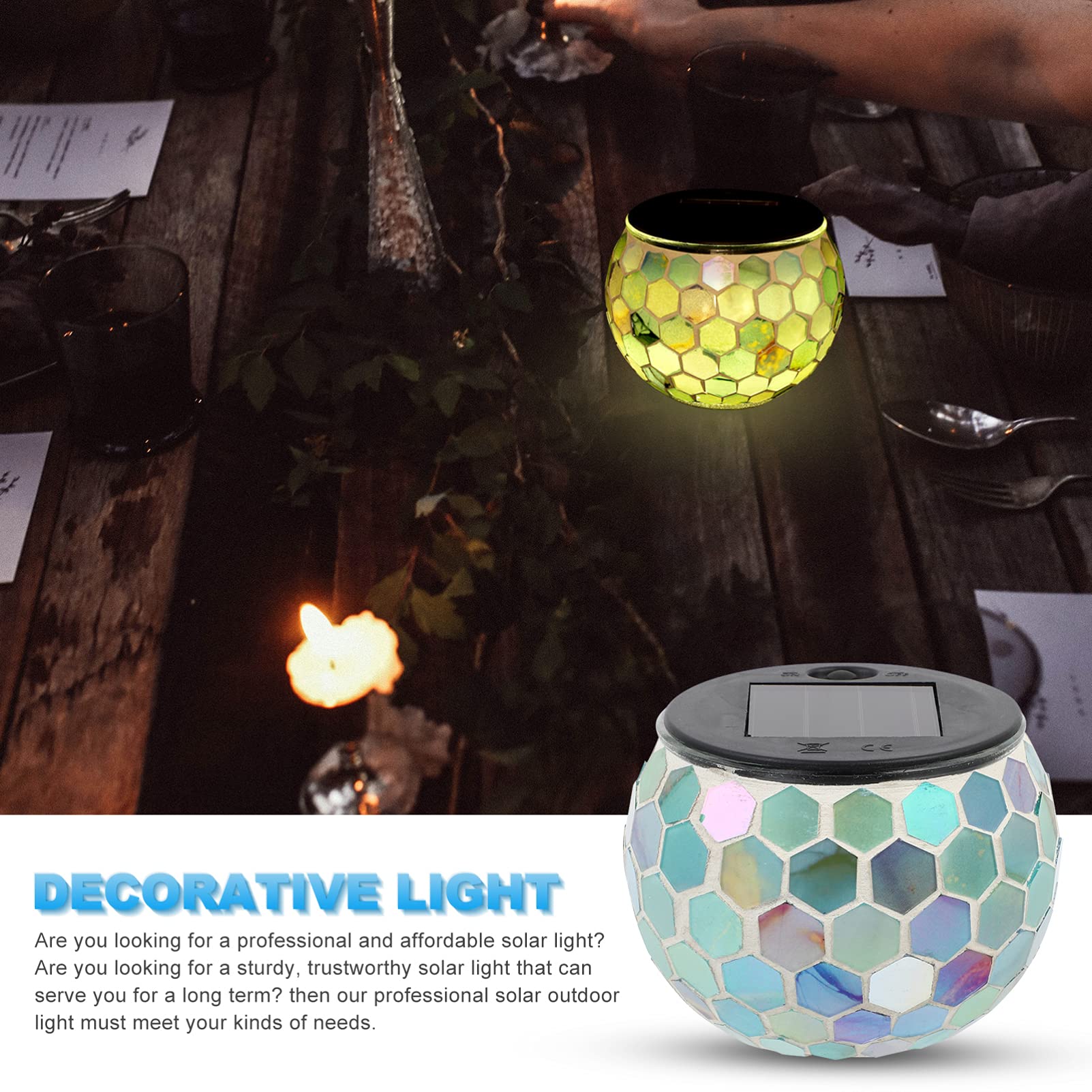 Totority Solar Mosaic Garden Light - Waterproof Outdoor LED Yard Lamp for Lawn, Patio & Pathway Decoration | Solar-Powered Night Light for Countryside, Garden & Landscape Lighting