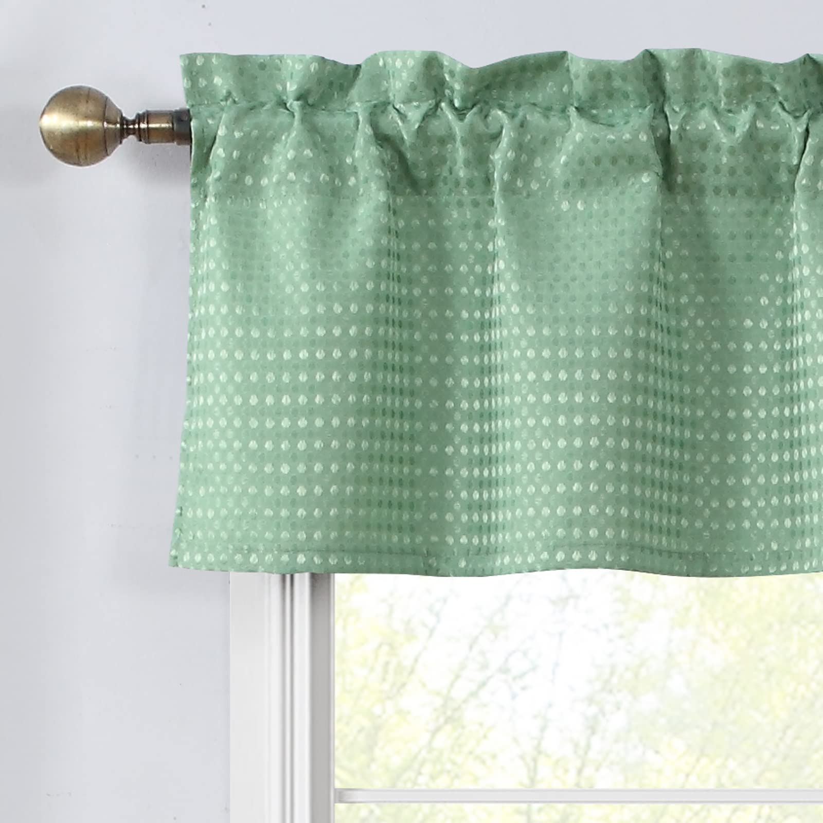 Waterproof Waffle Curtain Valance - 60x16 Inch Sage Green for Bathroom & Cafe Windows