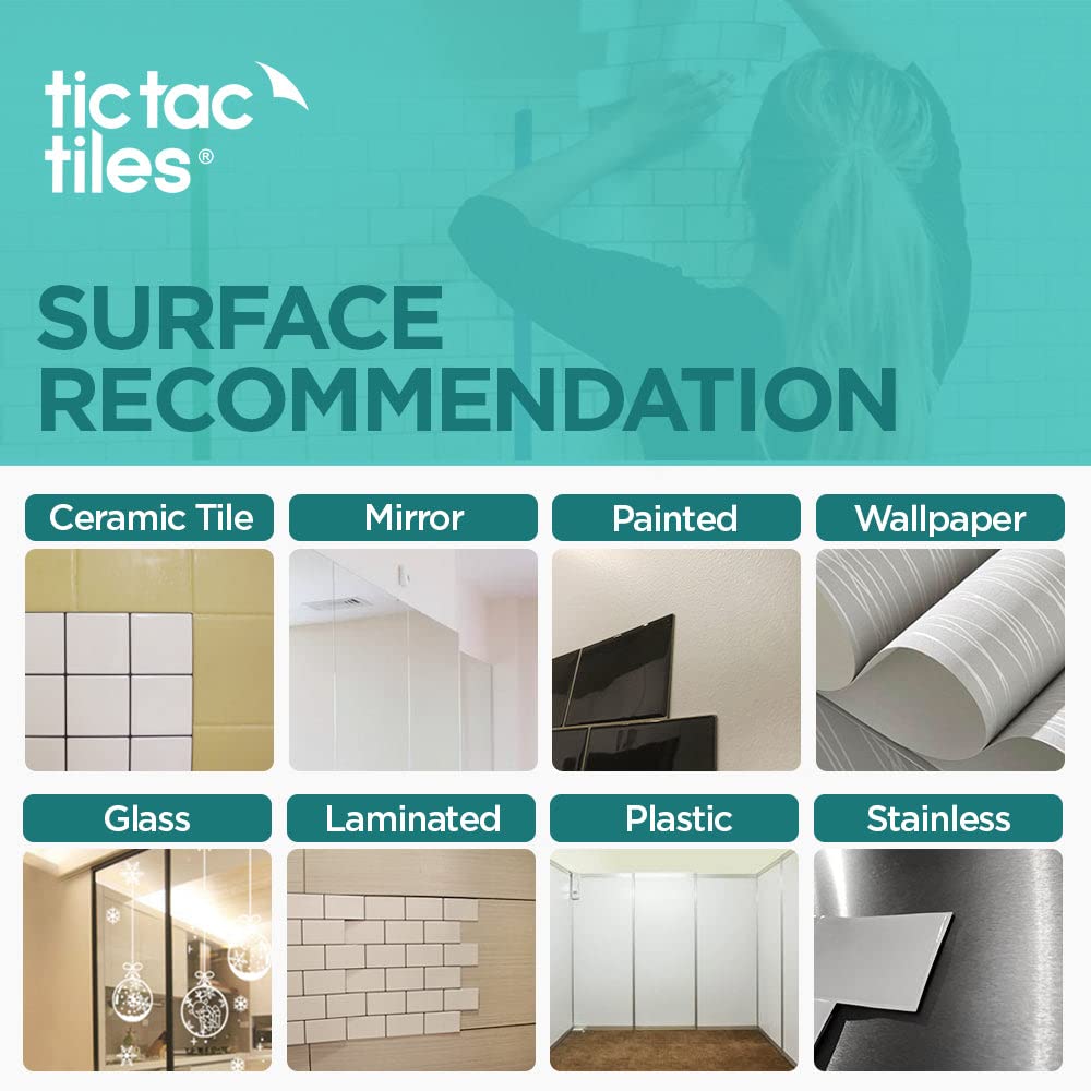 Tic Tac Tiles Peel and Stick Wall Tiles - Thicker Subway Brick Design (10 Pack, Marble White) - Perfect for Kitchen Backsplash, Bathroom Walls & DIY Home Decor