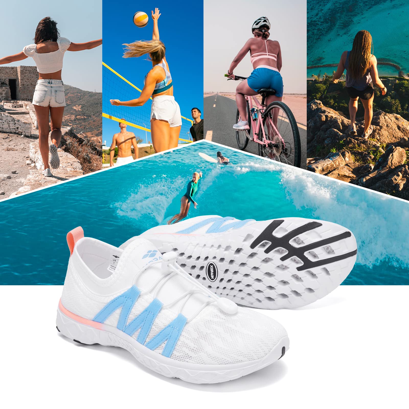 Aleader Women's Quick-Dry Mesh Slip-On Water Shoes for Beach, Pool, Yoga & Travel - Lightweight Aqua Shoes for Walking & Water Sports