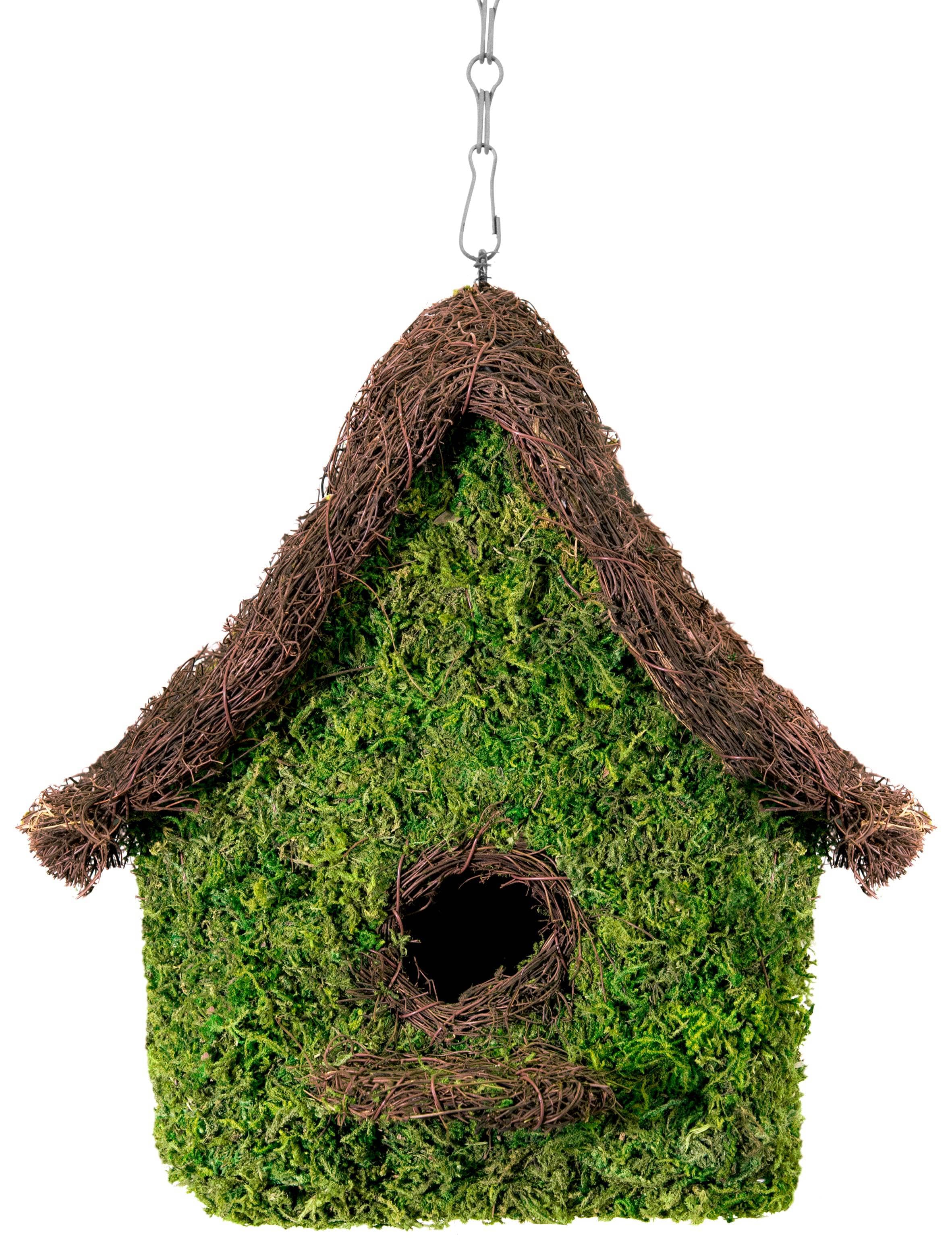 Handwoven Moss Birdhouse - Natural Eco-Friendly Bird Nesting House for Garden, Patio, and Backyard Decor | Attracts Wild Birds for Birdwatching