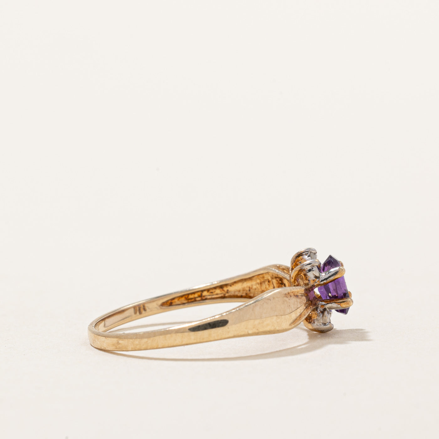 Amethyst and Diamond Ring - 0.16ct Amethyst with 0.01ctw Diamond Accents - Size 6 - Elegant Purple Gemstone Jewelry for Women - Perfect for Engagement, Anniversary or Special Occasion Gifts