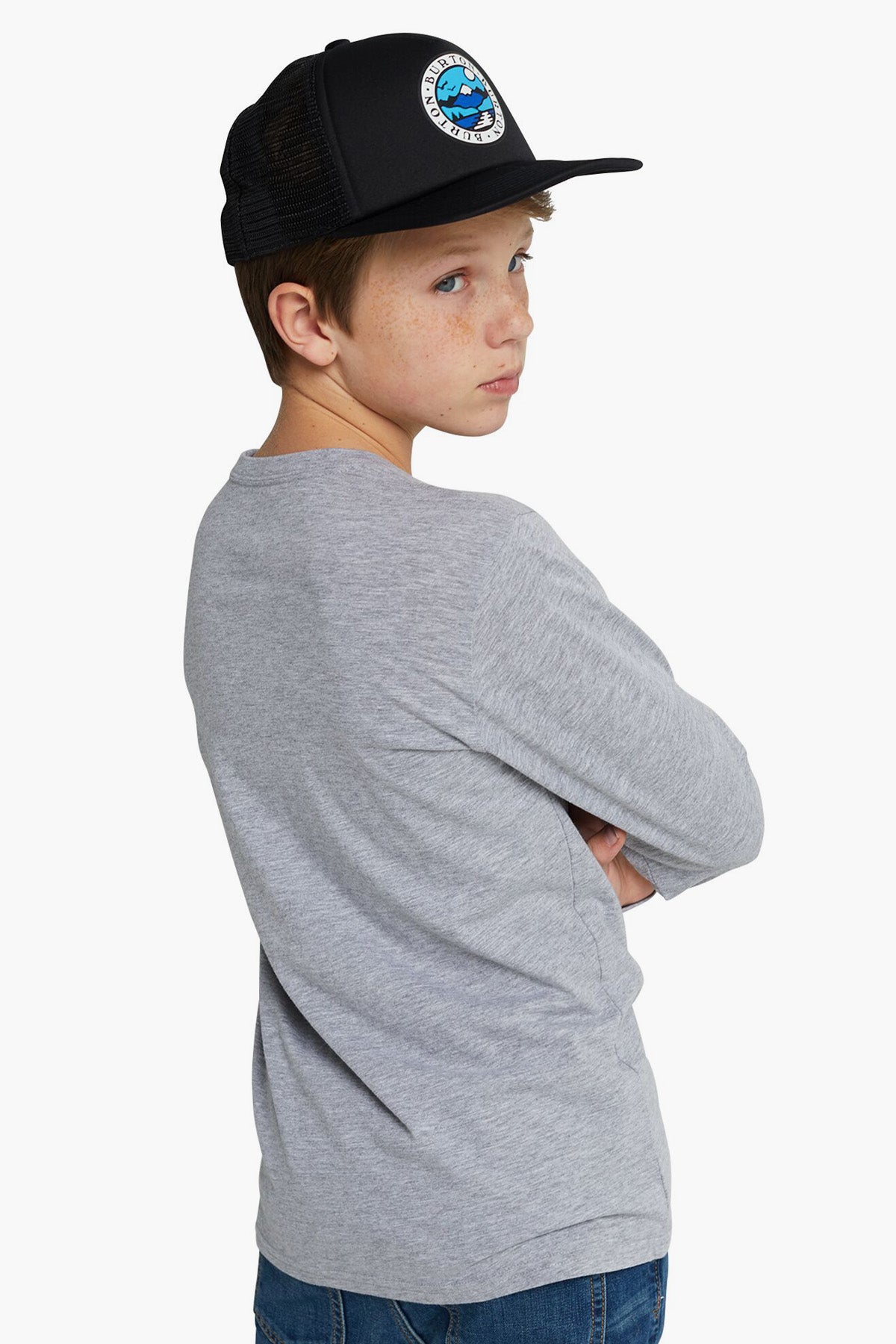 Burton Elite Long Sleeve Kids T-Shirt - Soft Cotton Gray Heather Tee for Boys & Girls - Perfect for School, Playdates & Outdoor Adventures