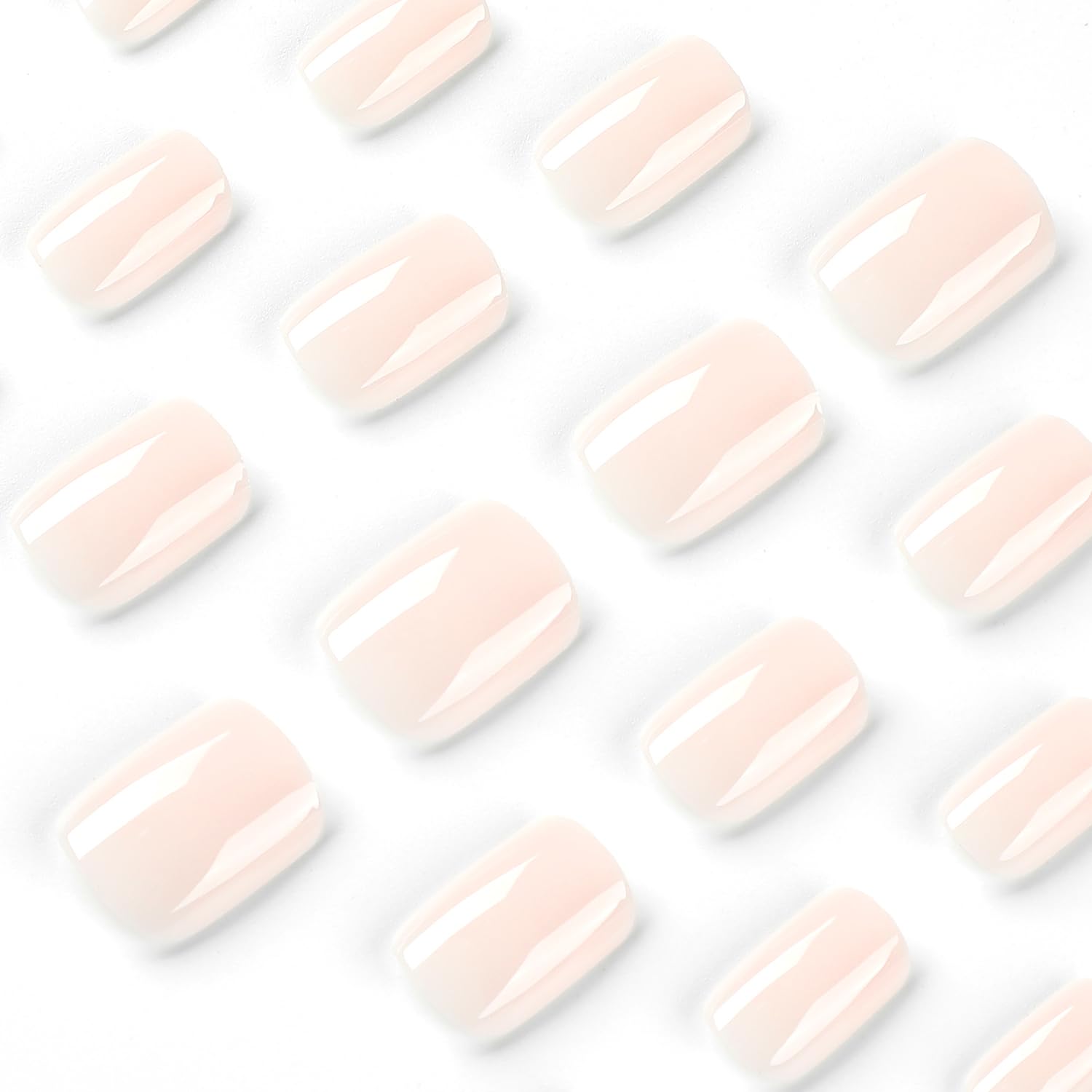 24Pcs Short Square Press On Nails - Milk White Acrylic Fake Nails with Glossy Designs, Full Cover Glue On Artificial Nails for Women & Girls - Perfect for Parties, Weddings, and Daily Wear