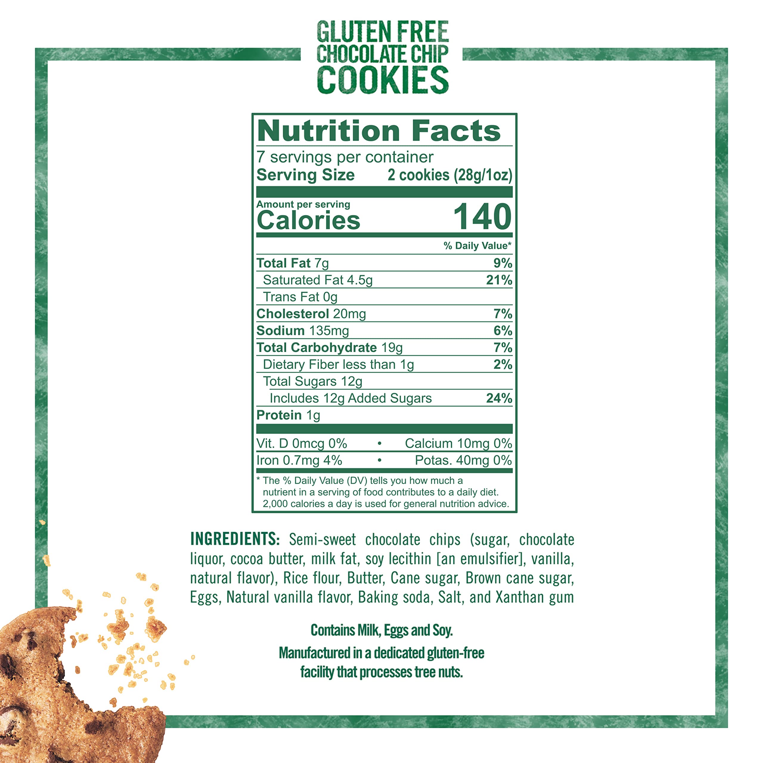 Tate's Bake Shop Gluten Free Chocolate Chip Cookies - 7 oz Pack | Delicious Gluten-Free Snacks for School Lunches, Office Treats & Dessert Time