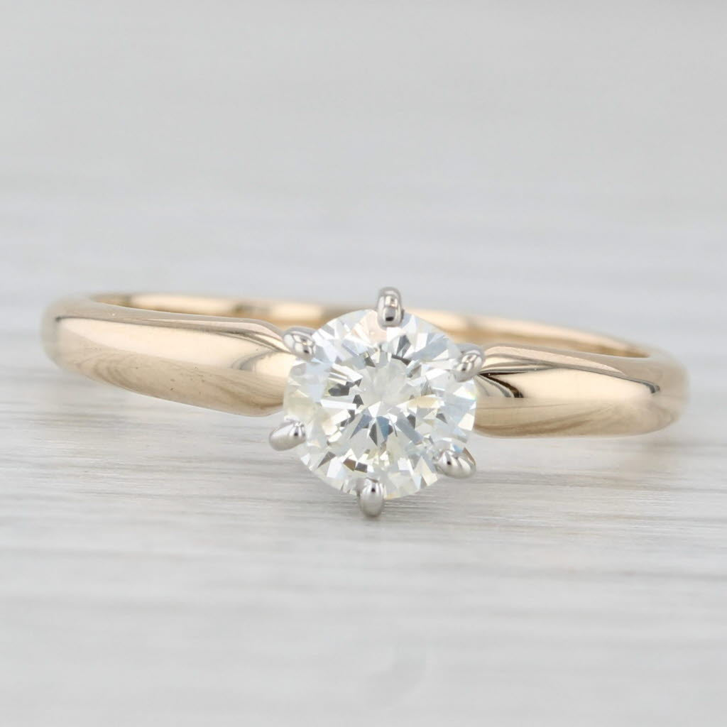 0.48ct Round Diamond Solitaire Engagement Ring - 14K Yellow & White Gold - Size 5 - Perfect Proposal Gift for Her, Wedding & Anniversary Jewelry