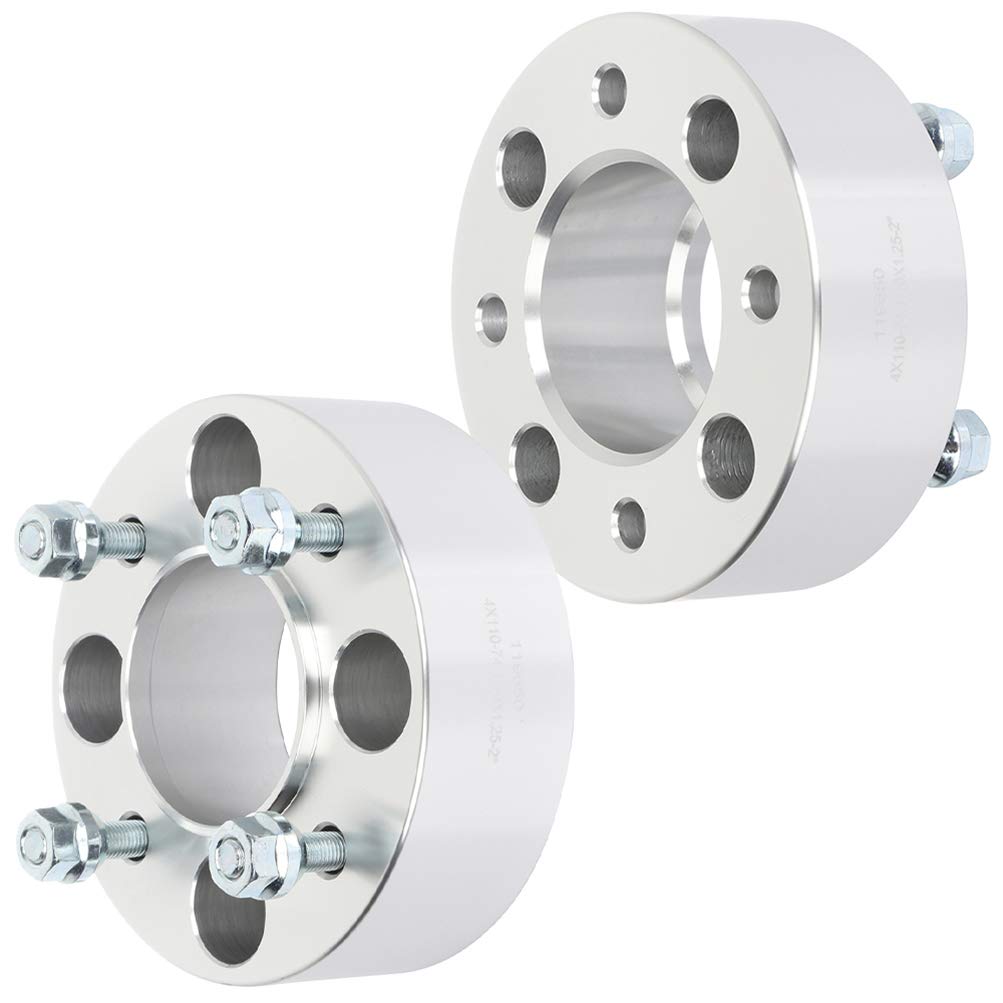 2 Inch Wheel Spacers 4x110 Bolt Pattern 74.1mm Hub Bore with 10x1.25 Lug Nuts - Compatible with Honda TRX400EX, Kawasaki KVF650 Brute Force, Suzuki LT-F250 Ozark - 2PCS - Perfect for Off-Roading, ATV & UTV Upgrades