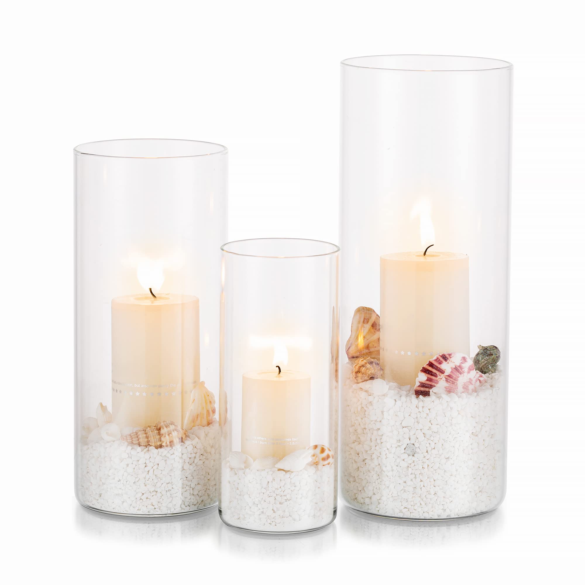 Glasseam 3-Piece Clear Glass Candle Holder Set - 6