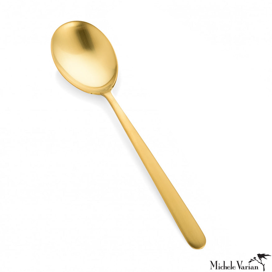 Elegant Brushed Gold Serving Spoon - Premium Stainless Steel Utensil for Dining, Buffet, and Party Serving - Perfect for Weddings, Holidays, and Special Occasions