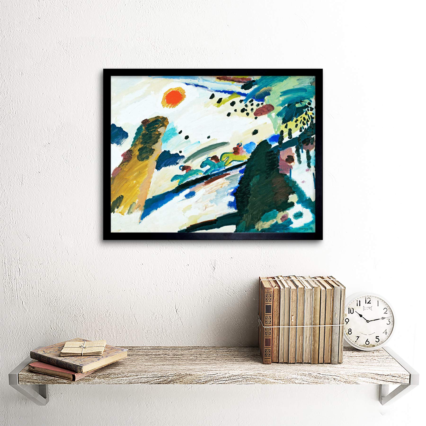 Wassily Kandinsky Romantic Landscape Art Print - Framed Wall Decor Poster 12x16 Inch - Perfect for Living Room, Bedroom & Office Decor