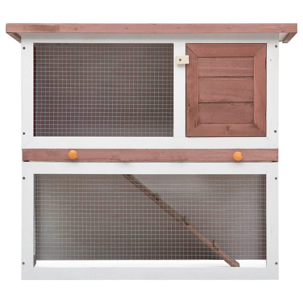 Premium SKM Outdoor Rabbit Hutch - 1 Door Brown Wooden Rabbit Cage for Small Pets - Perfect for Backyard, Garden, and Patio Use